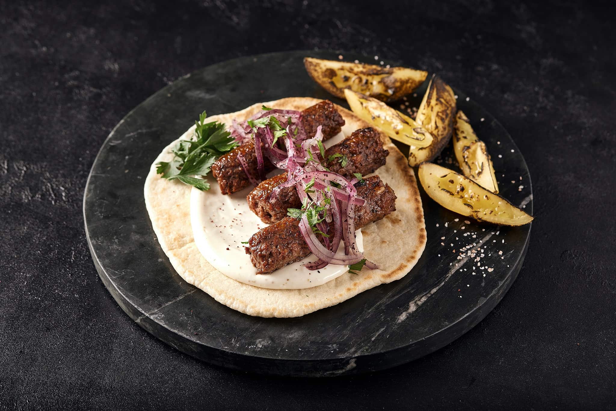 redefine meat, new meat 3d geprint vlees plantaardig vlees vleesvervanger kebab