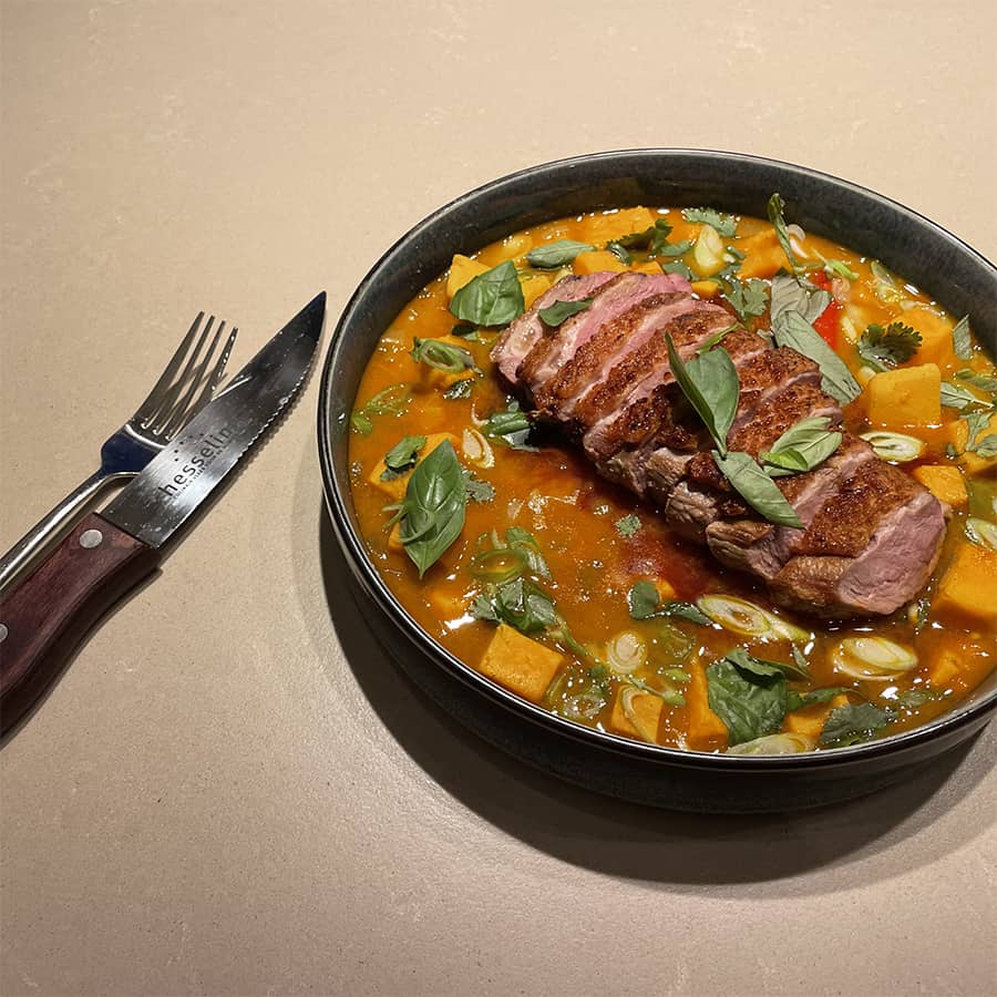 Recept Thaise rode curry met eendenborst, online vlees bestellen canette 