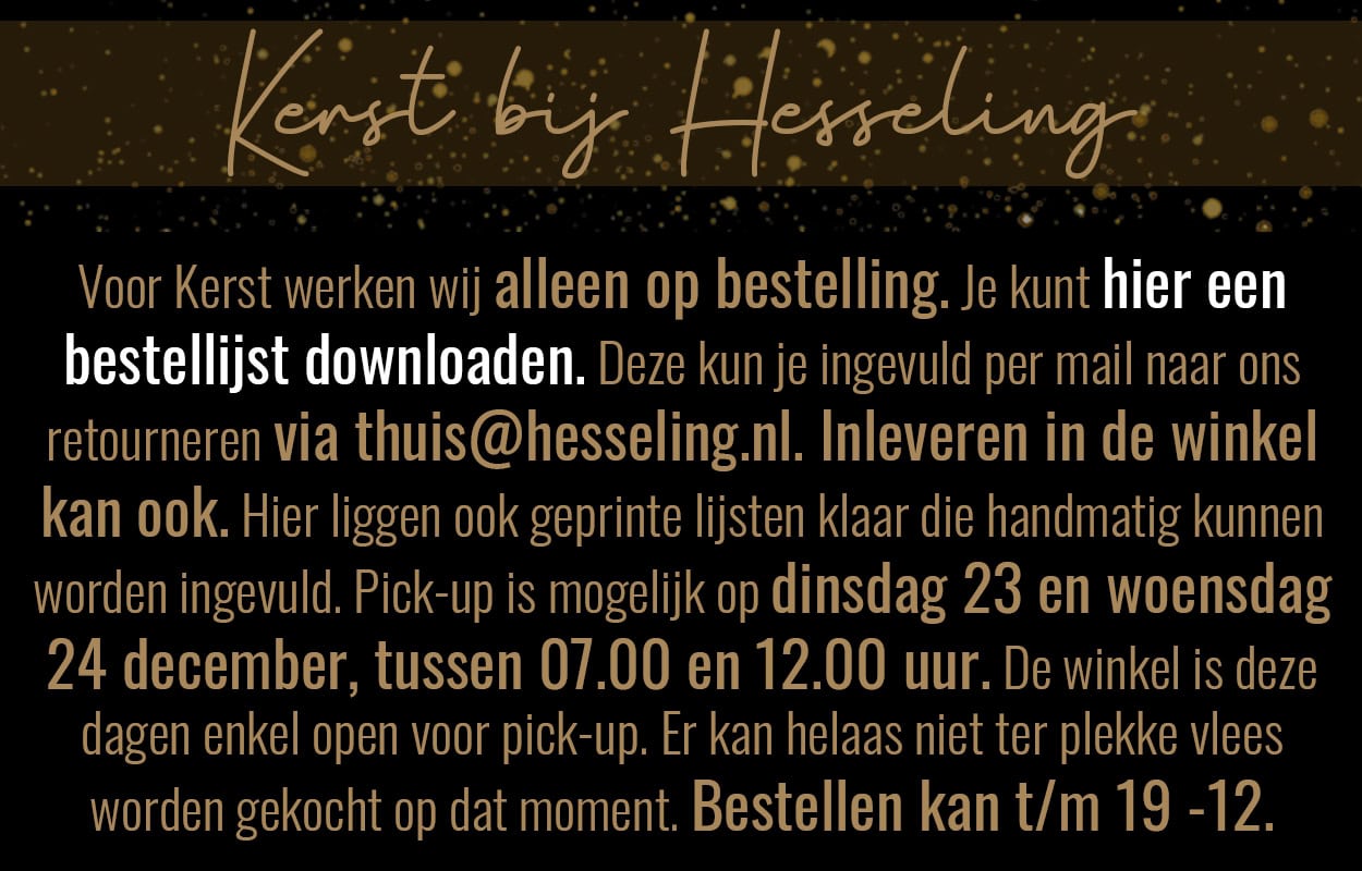 vlees bestellen kerst hesseling, volendam, purmerend